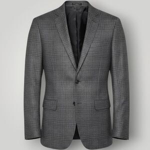 JOHN VARVATOS Mens Blazer Sport Coat Two Button Jacket 36R Gray Glen Plaid Wool